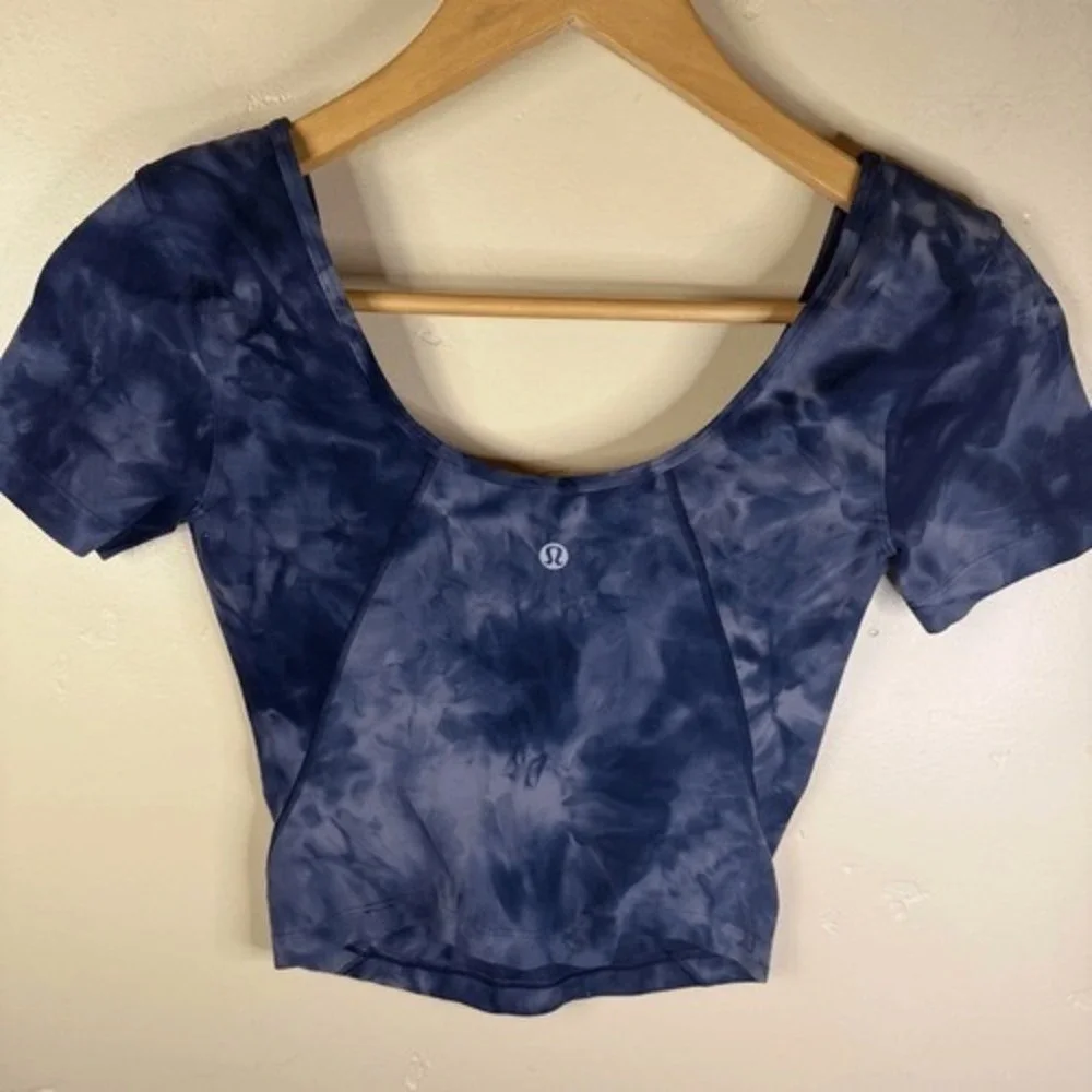 Lululemon Align Tee Cropped Size 4 Diamond Dye Lunar Rock True Navy‎ DD5R 09660